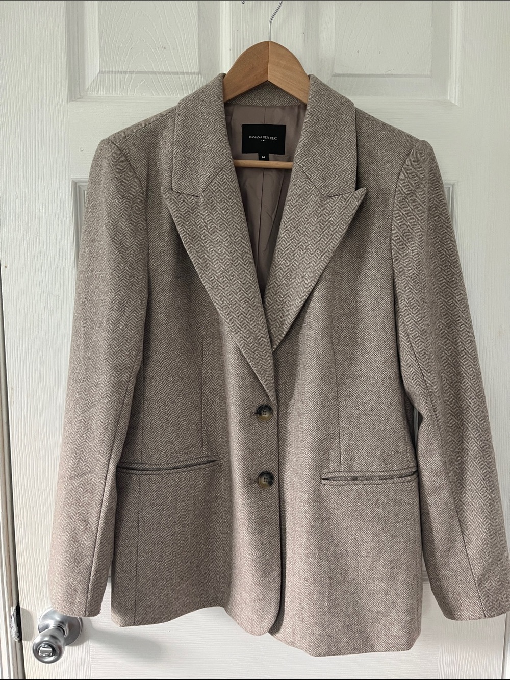 Banana Republic Taupe Wool-Blend Blazer Jacket